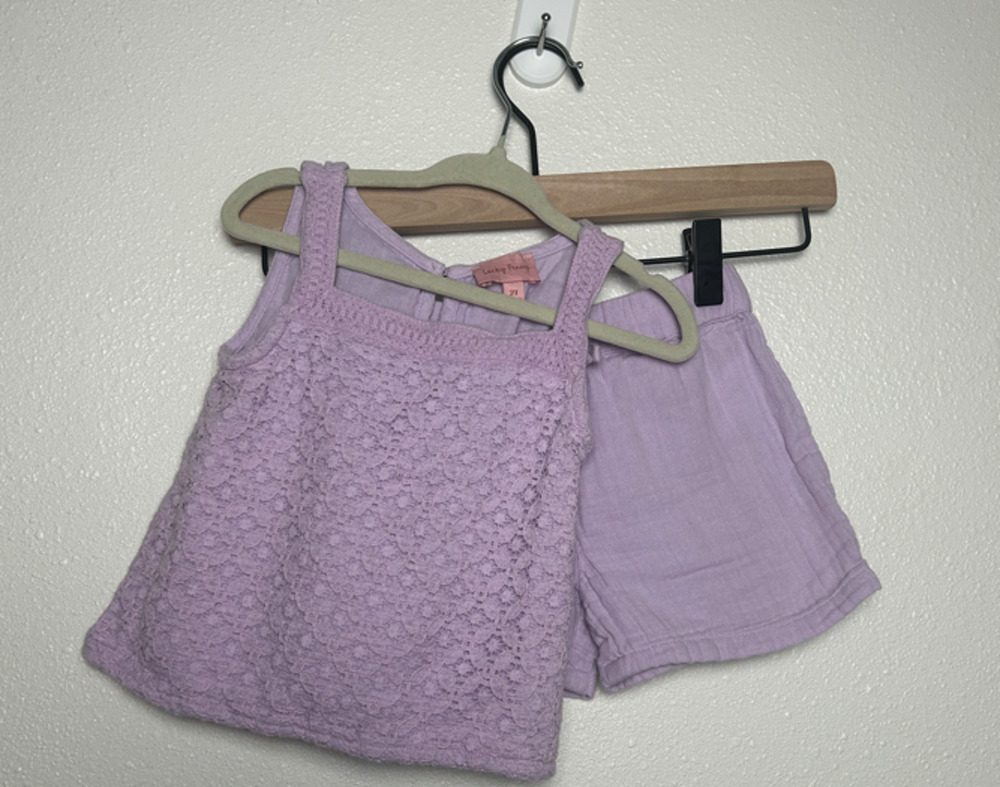 Lucky Penny Light Purple Crochet Top and Bottom Set Size 2T